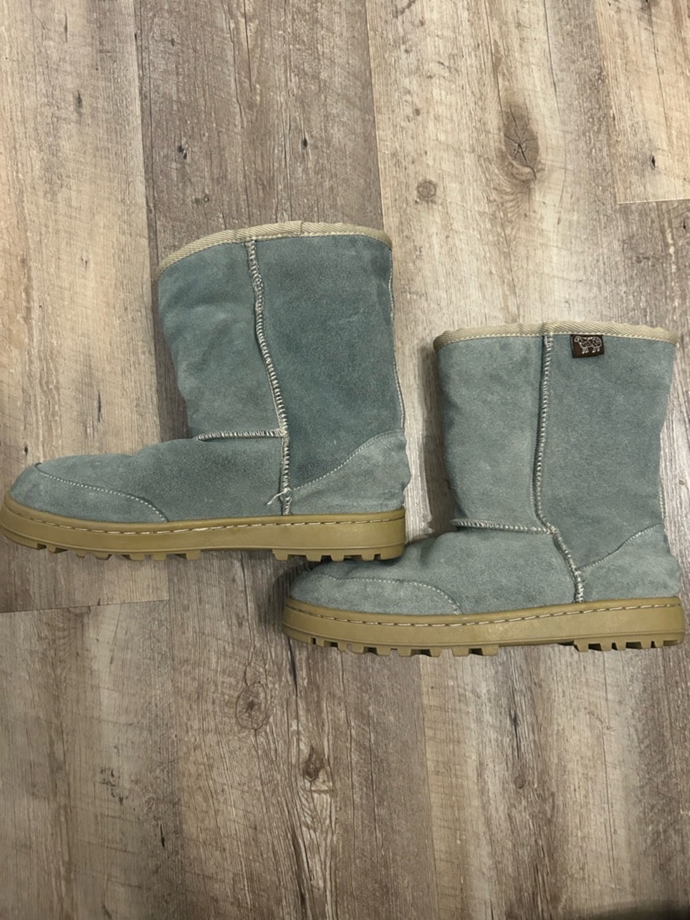 Australian Boot Co. Women’s Suede Winter Boots in Sage Green with Lug Sole